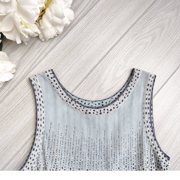 Knit Maxi Dress Beach Umbrella Polka Dots Pale Blue Sleeveless Stretch S Nic+Zoe - Picture 3 of 12